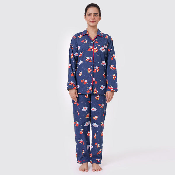 Women Space Santa Pajama Set