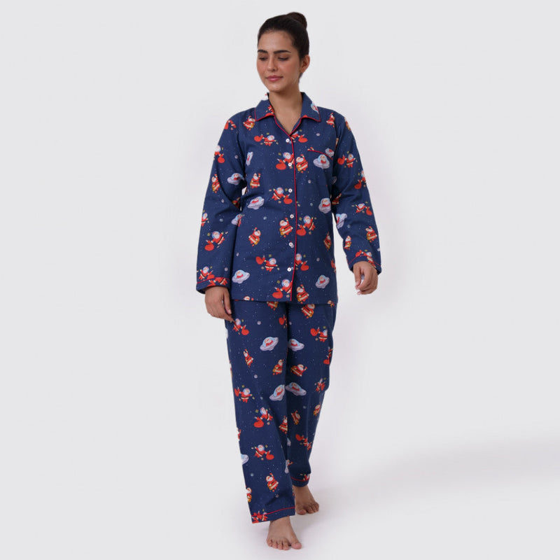 Women Space Santa Pajama Set