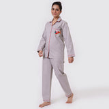 Women Santa In Sleigh (Grey) Pajama Set