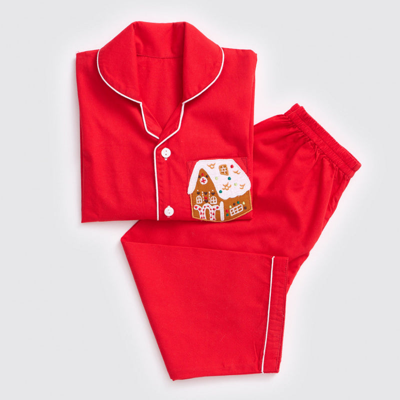 Gingerbread House Pajama Set For Kids