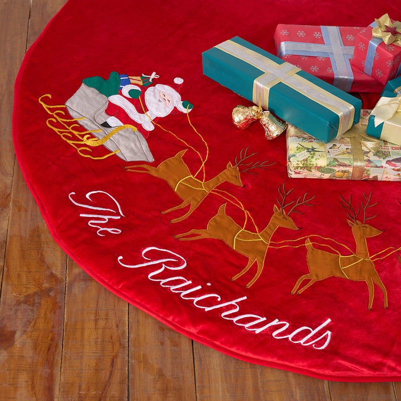 Santa In Sleigh Tree Skirt