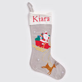 Santa In Sleigh (Silver) Luxe Stocking