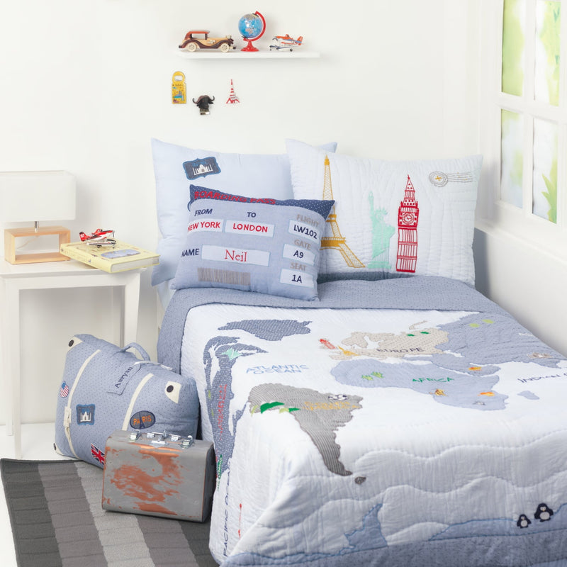 Around The World (Blue) Bedding