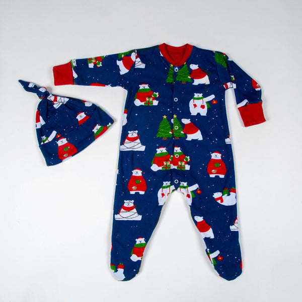 Polar Bear Long-Sleeved Onesie & Hat Gift Set