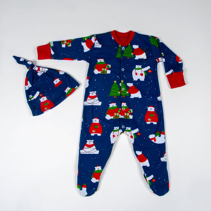 Polar Bear Long-Sleeved Onesie & Hat Gift Set