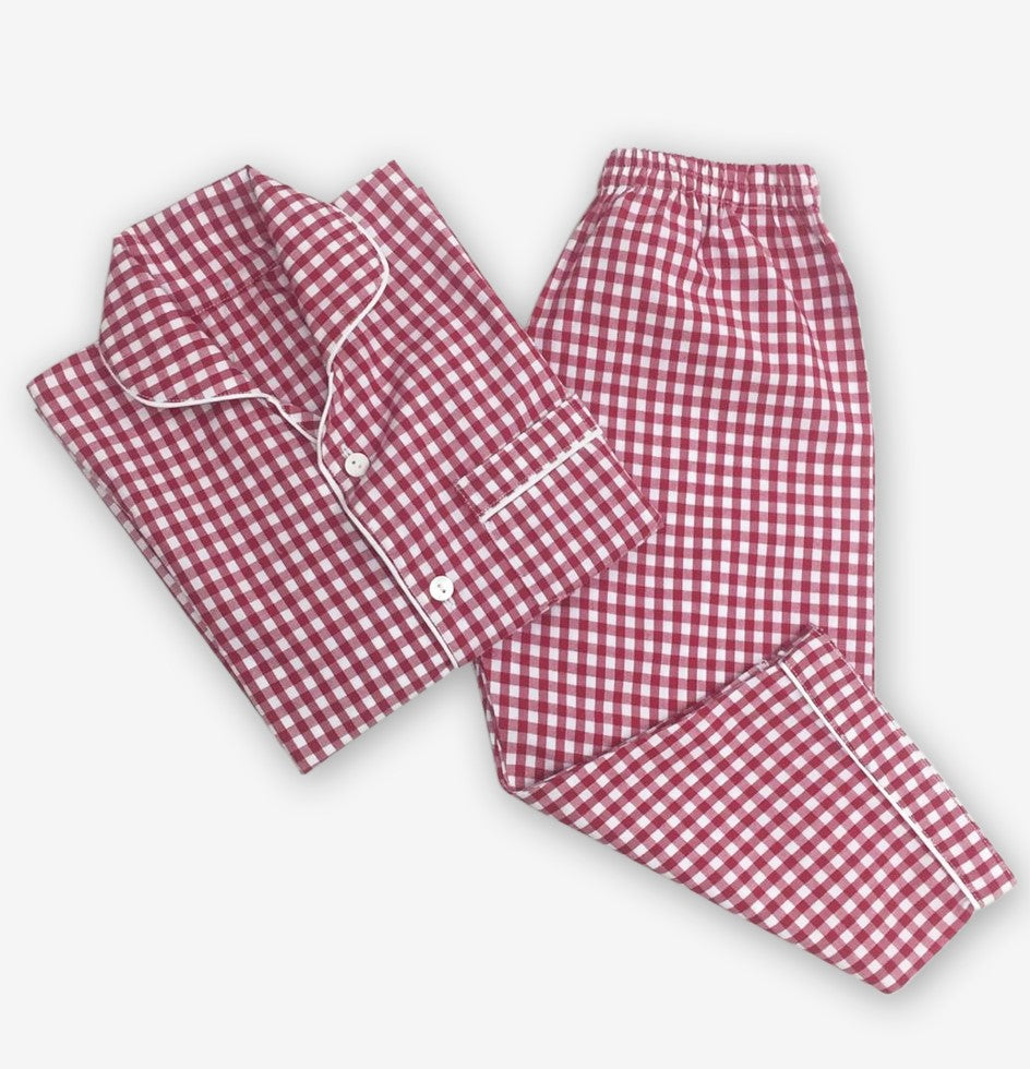 Men Classic Red Gingham Pajama Set | littleweststreetglobal